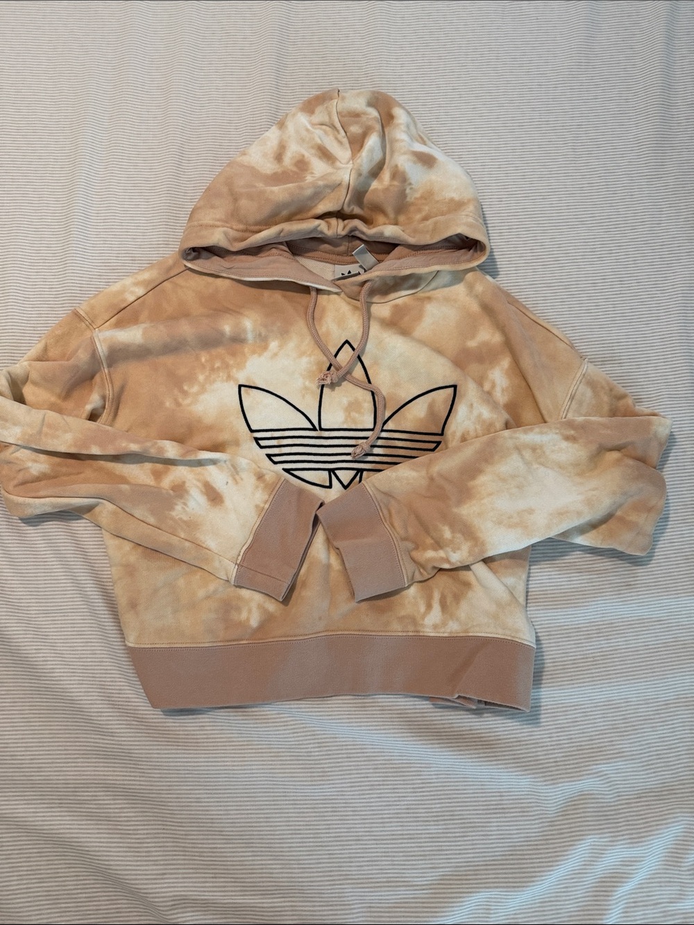 adidas Tie-Dye Trefoil Hoodie in Beige & Cream